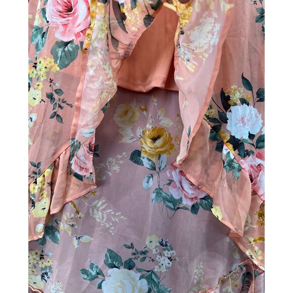 Rue 21 - Women's Summer Sleeveless High Low Hem Ruffle Floral Dress - Pink - S - Picture 11 of 16